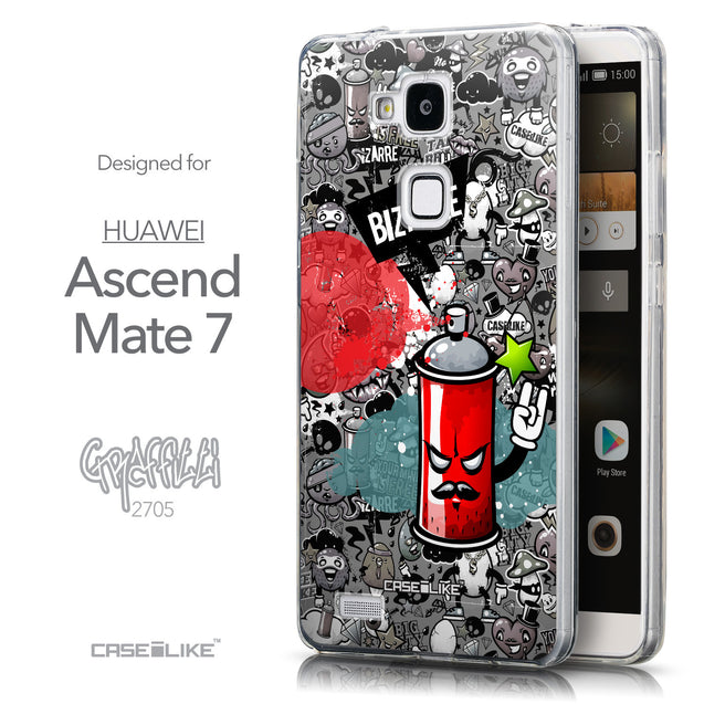 Front & Side View - CASEiLIKE Huawei Ascend Mate 7 back cover Graffiti 2705