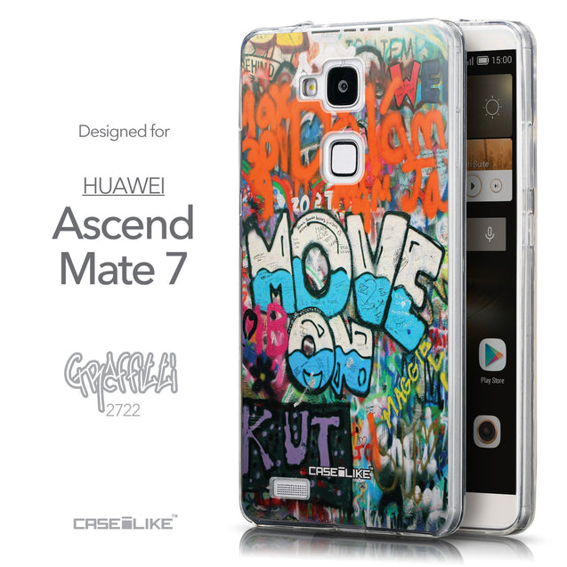 Front & Side View - CASEiLIKE Huawei Ascend Mate 7 back cover Graffiti 2722