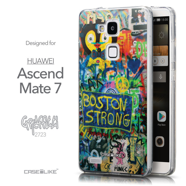 Front & Side View - CASEiLIKE Huawei Ascend Mate 7 back cover Graffiti 2723