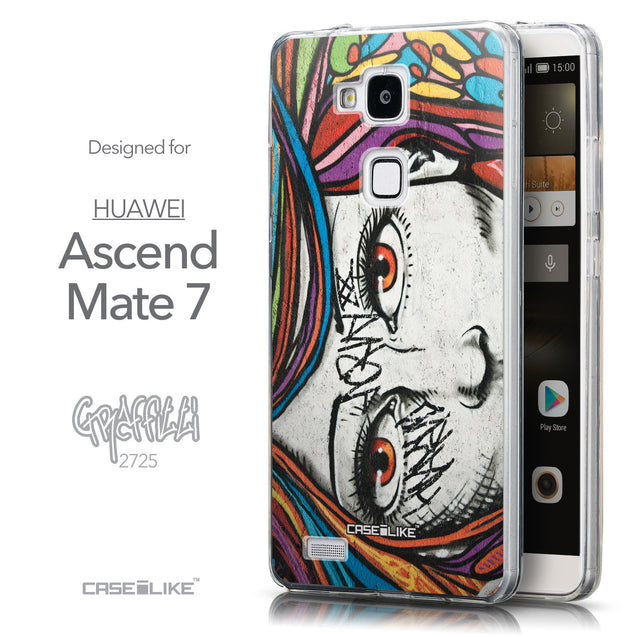Front & Side View - CASEiLIKE Huawei Ascend Mate 7 back cover Graffiti Girl 2725