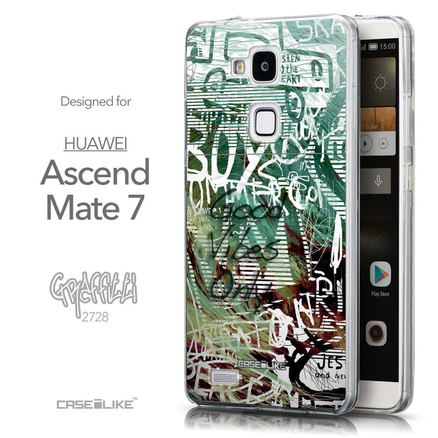 Front & Side View - CASEiLIKE Huawei Ascend Mate 7 back cover Graffiti 2728
