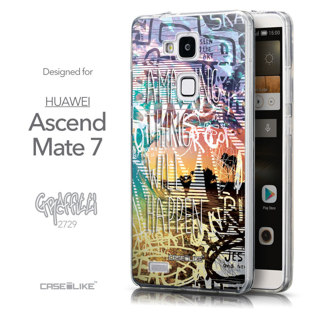 Front & Side View - CASEiLIKE Huawei Ascend Mate 7 back cover Graffiti 2729