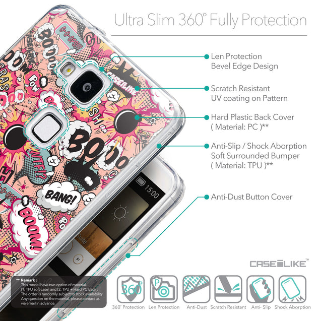 Details in English - CASEiLIKE Huawei Ascend Mate 7 back cover Comic Captions Pink 2912