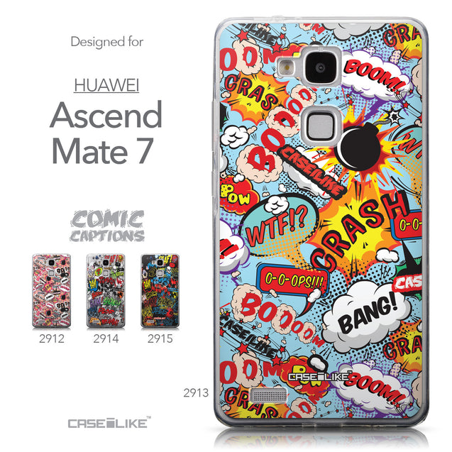 Collection - CASEiLIKE Huawei Ascend Mate 7 back cover Comic Captions Blue 2913