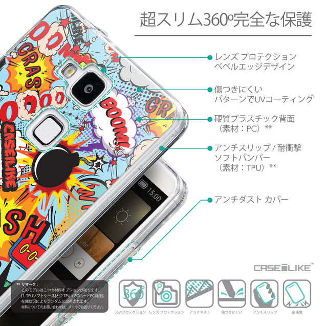 Details in Japanese - CASEiLIKE Huawei Ascend Mate 7 back cover Comic Captions Blue 2913