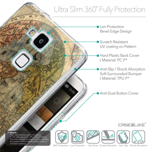 Details in English - CASEiLIKE Huawei Ascend Mate 7 back cover World Map Vintage 4608