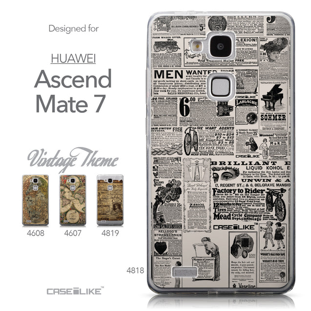 Collection - CASEiLIKE Huawei Ascend Mate 7 back cover Vintage Newspaper Advertising 4818