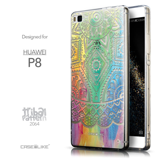 Front & Side View - CASEiLIKE Huawei P8 back cover Indian Line Art 2064