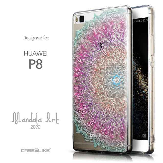Front & Side View - CASEiLIKE Huawei P8 back cover Mandala Art 2090