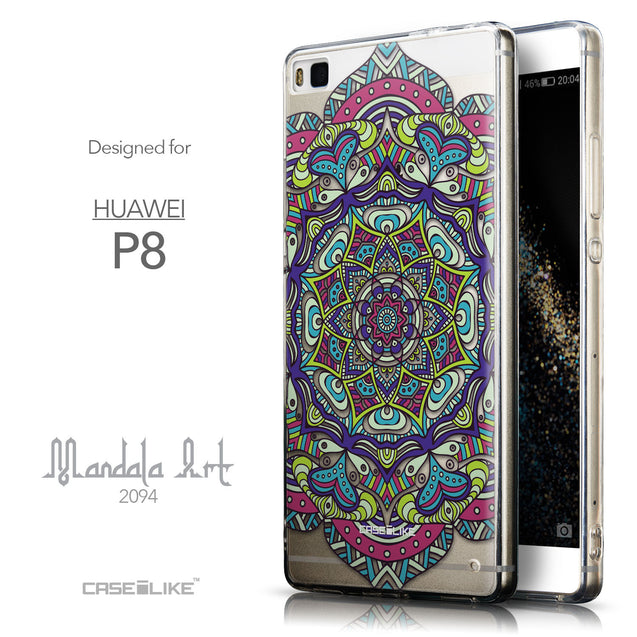 Front & Side View - CASEiLIKE Huawei P8 back cover Mandala Art 2094