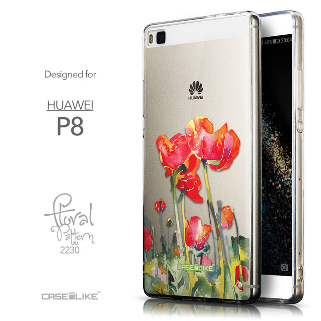 Front & Side View - CASEiLIKE Huawei P8 back cover Watercolor Floral 2230