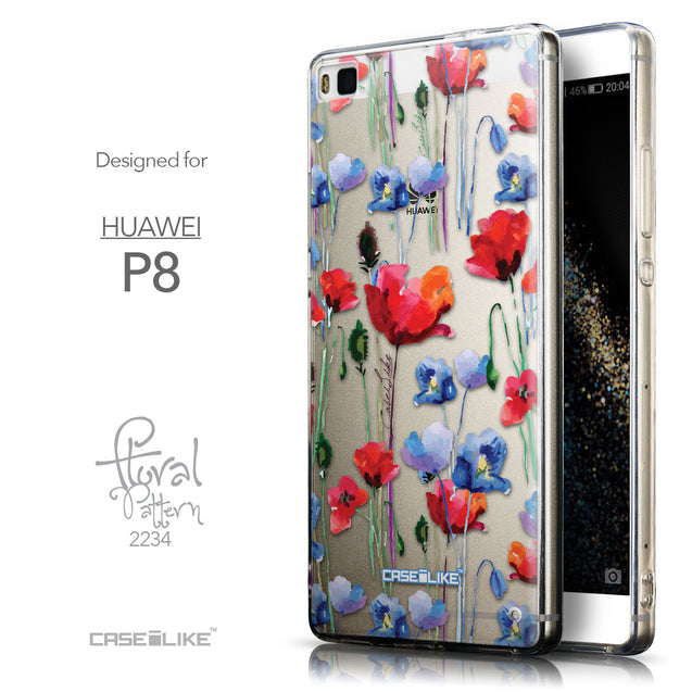Front & Side View - CASEiLIKE Huawei P8 back cover Indian Line Art 2061