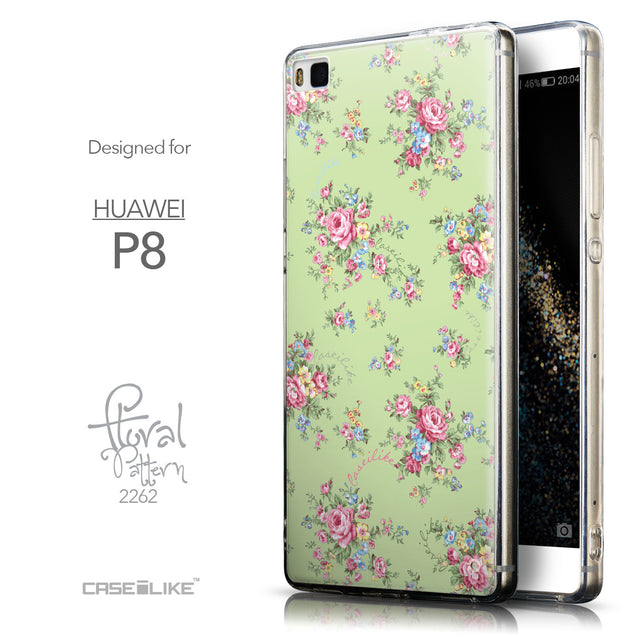 Front & Side View - CASEiLIKE Huawei P8 back cover Floral Rose Classic 2262