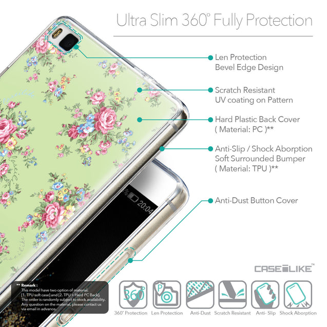 Details in English - CASEiLIKE Huawei P8 back cover Floral Rose Classic 2262
