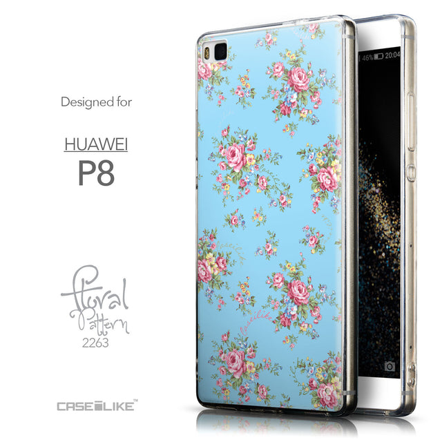 Front & Side View - CASEiLIKE Huawei P8 back cover Floral Rose Classic 2263