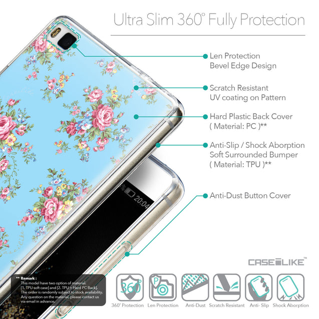 Details in English - CASEiLIKE Huawei P8 back cover Floral Rose Classic 2263