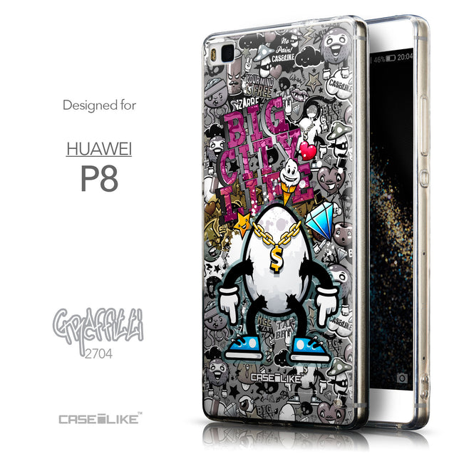 Front & Side View - CASEiLIKE Huawei P8 back cover Graffiti 2704