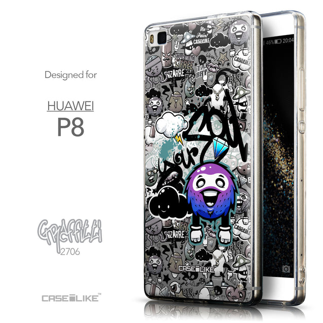 Front & Side View - CASEiLIKE Huawei P8 back cover Graffiti 2706
