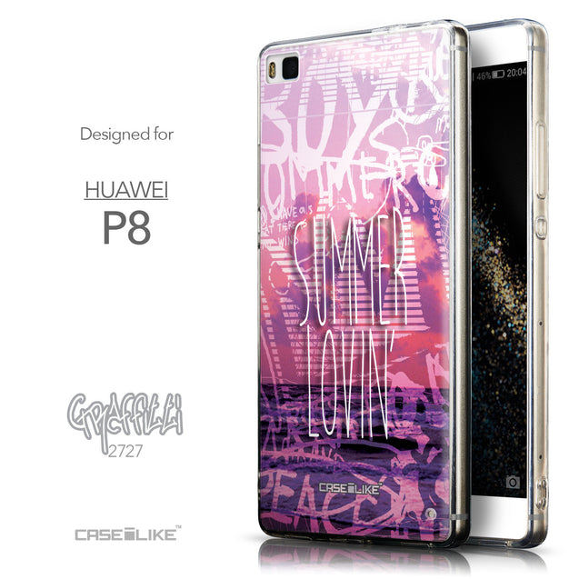 Front & Side View - CASEiLIKE Huawei P8 back cover Graffiti 2727