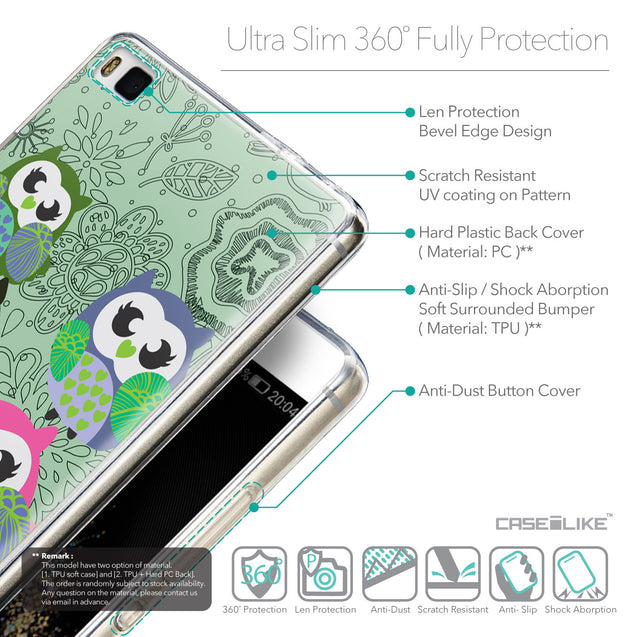 Details in English - CASEiLIKE Huawei P8 back cover Owl Graphic Design 3313