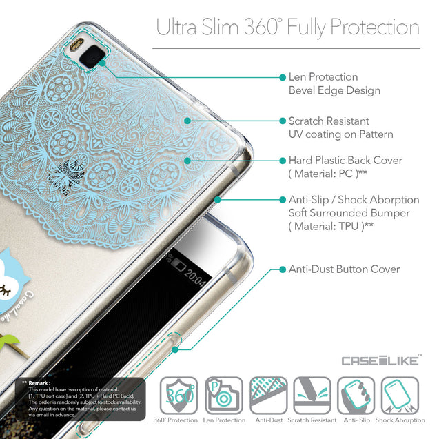 Details in English - CASEiLIKE Huawei P8 back cover Owl Graphic Design 3318
