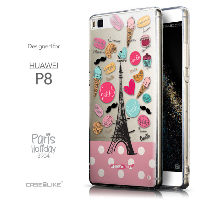 Front & Side View - CASEiLIKE Huawei P8 back cover Paris Holiday 3904