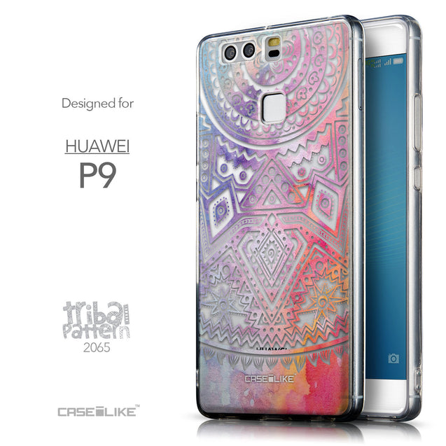 Front & Side View - CASEiLIKE Huawei P9 back cover Indian Line Art 2065
