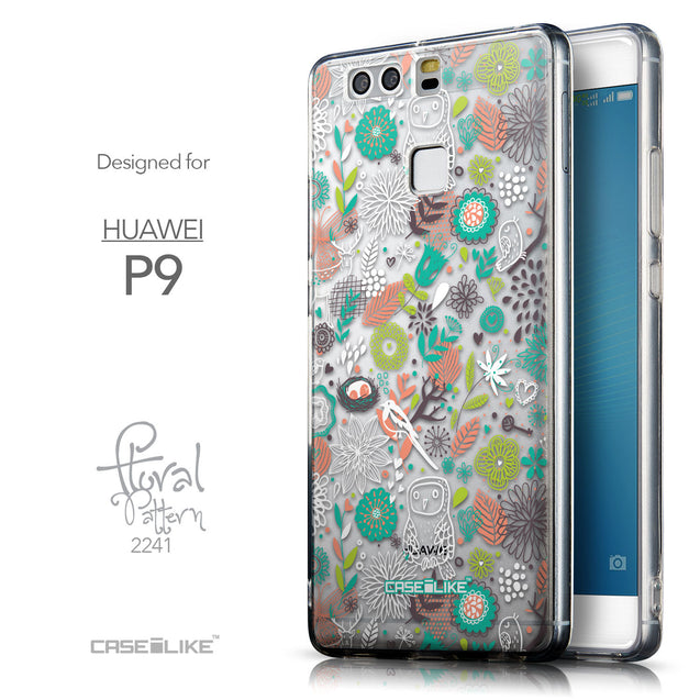 Front & Side View - CASEiLIKE Huawei P9 back cover Spring Forest White 2241
