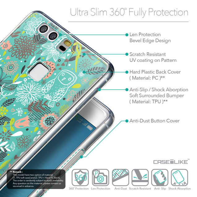 Details in English - CASEiLIKE Huawei P9 back cover Spring Forest Turquoise 2245