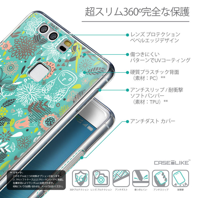 Details in Japanese - CASEiLIKE Huawei P9 back cover Spring Forest Turquoise 2245