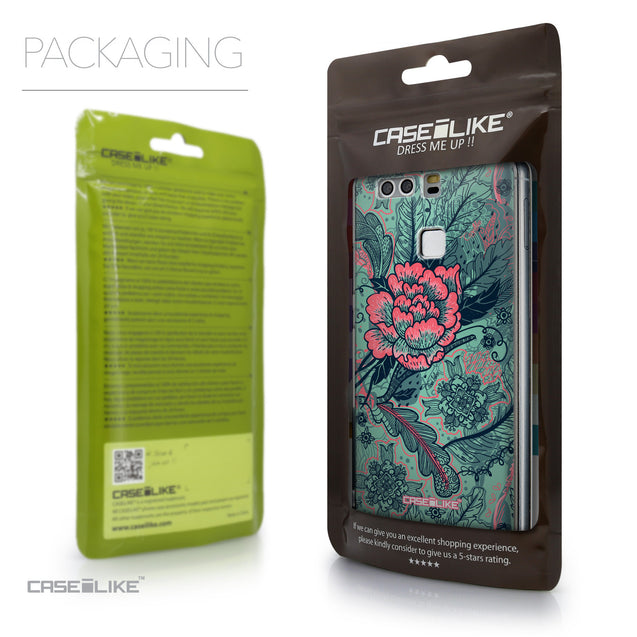 Packaging - CASEiLIKE Huawei P9 back cover Vintage Roses and Feathers Turquoise 2253