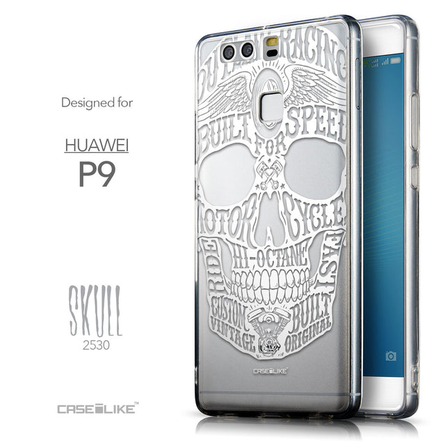 Front & Side View - CASEiLIKE Huawei P9 back cover Art of Skull 2530