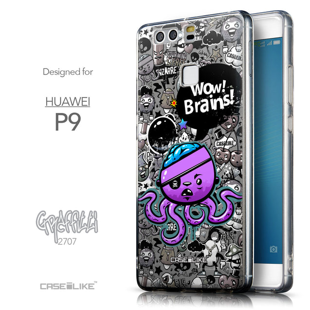 Front & Side View - CASEiLIKE Huawei P9 back cover Graffiti 2707