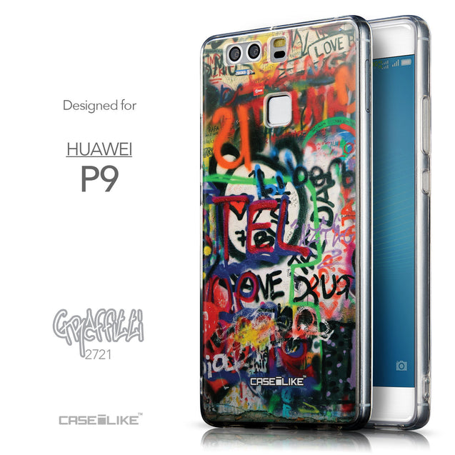 Front & Side View - CASEiLIKE Huawei P9 back cover Graffiti 2721