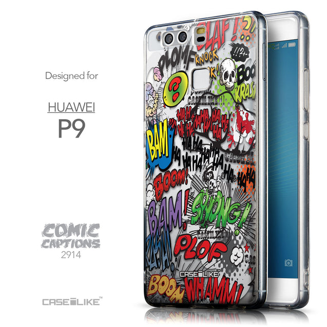 Front & Side View - CASEiLIKE Huawei P9 back cover Comic Captions 2914