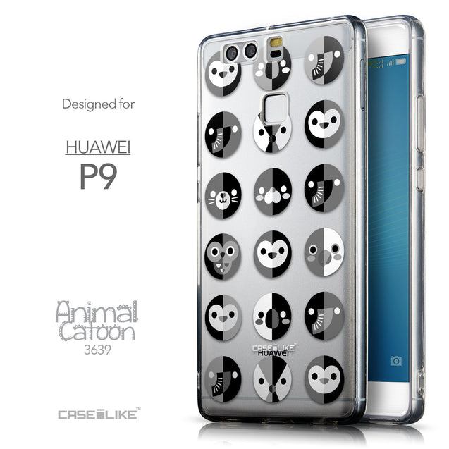 Front & Side View - CASEiLIKE Huawei P9 back cover Animal Cartoon 3639