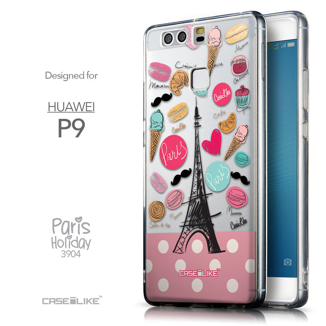 Front & Side View - CASEiLIKE Huawei P9 back cover Paris Holiday 3904