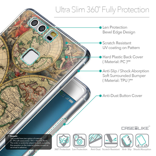 Details in English - CASEiLIKE Huawei P9 back cover World Map Vintage 4607