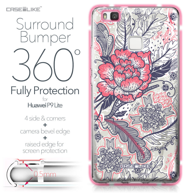 Huawei P9 Lite case Vintage Roses and Feathers Beige 2251 Bumper Case Protection | CASEiLIKE.com