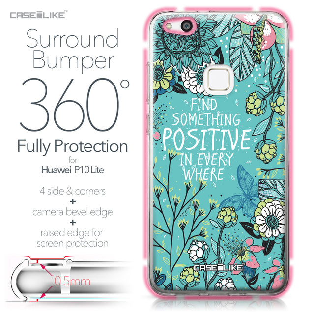 Huawei P10 Lite case Blooming Flowers Turquoise 2249 Bumper Case Protection | CASEiLIKE.com