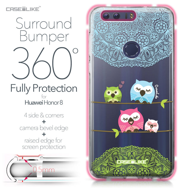 Huawei Honor 8 case Owl Graphic Design 3318 Bumper Case Protection | CASEiLIKE.com