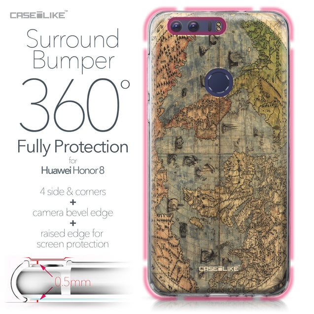 Huawei Honor 8 case World Map Vintage 4608 Bumper Case Protection | CASEiLIKE.com