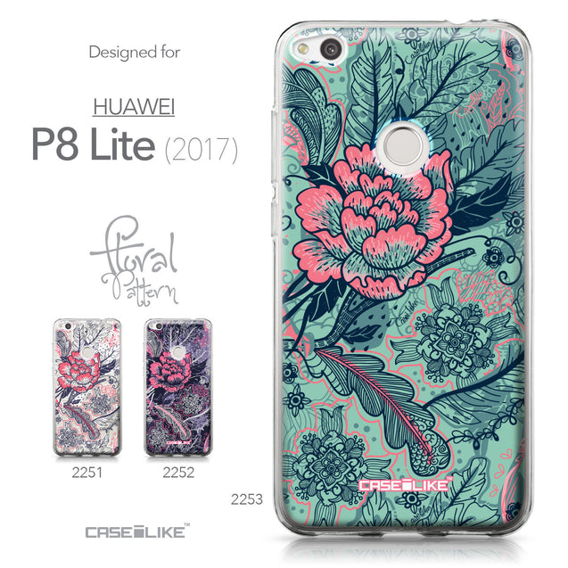 Huawei P8 Lite 2017 / P9 Lite 2017 / Honor 8 Lite / Nova Lite / GR3 2017 case Vintage Roses and Feathers Turquoise 2253 Collection | CASEiLIKE.com