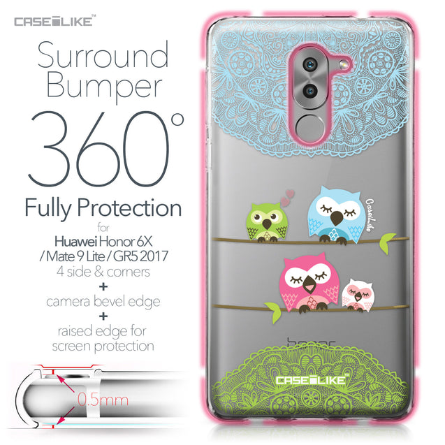 Huawei Honor 6X / Mate 9 Lite / GR5 2017 case Owl Graphic Design 3318 Bumper Case Protection | CASEiLIKE.com