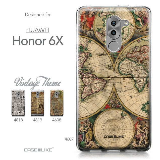 Huawei Honor 6X / Mate 9 Lite / GR5 2017 case World Map Vintage 4607 Collection | CASEiLIKE.com