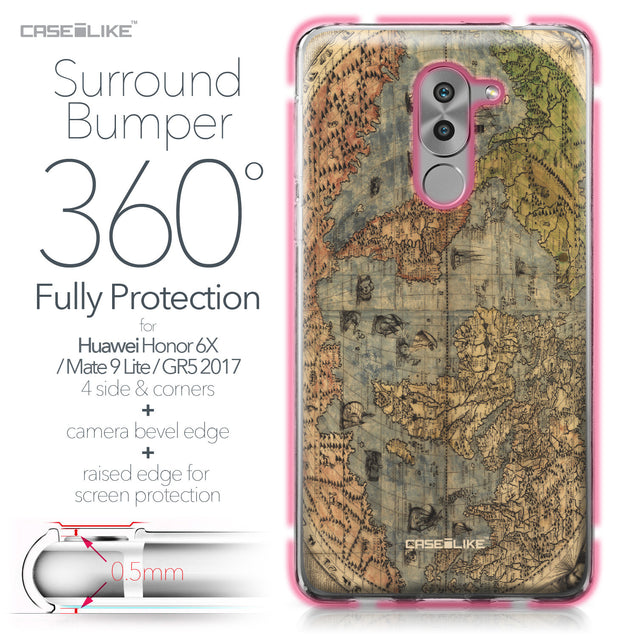Huawei Honor 6X / Mate 9 Lite / GR5 2017 case World Map Vintage 4608 Bumper Case Protection | CASEiLIKE.com