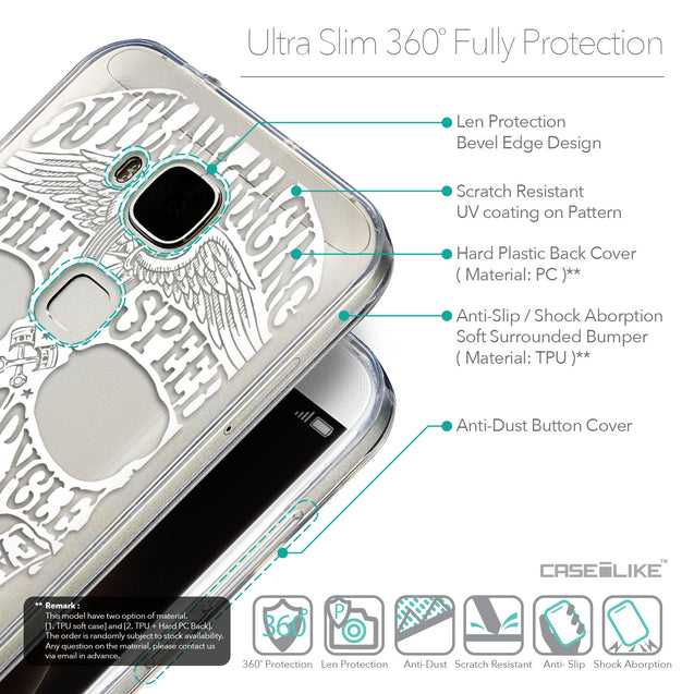 Details in English - CASEiLIKE Huawei G7 Plus back cover Art of Skull 2530