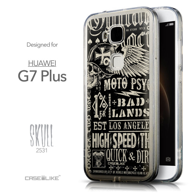 Front & Side View - CASEiLIKE Huawei G7 Plus back cover Art of Skull 2531