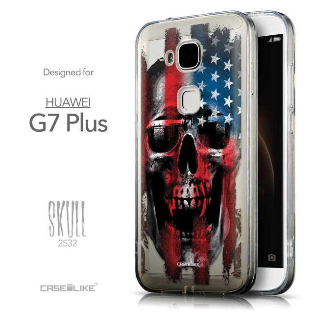 Front & Side View - CASEiLIKE Huawei G7 Plus back cover Art of Skull 2532
