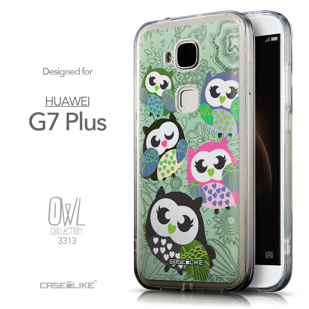 Front & Side View - CASEiLIKE Huawei G7 Plus back cover Owl Graphic Design 3313